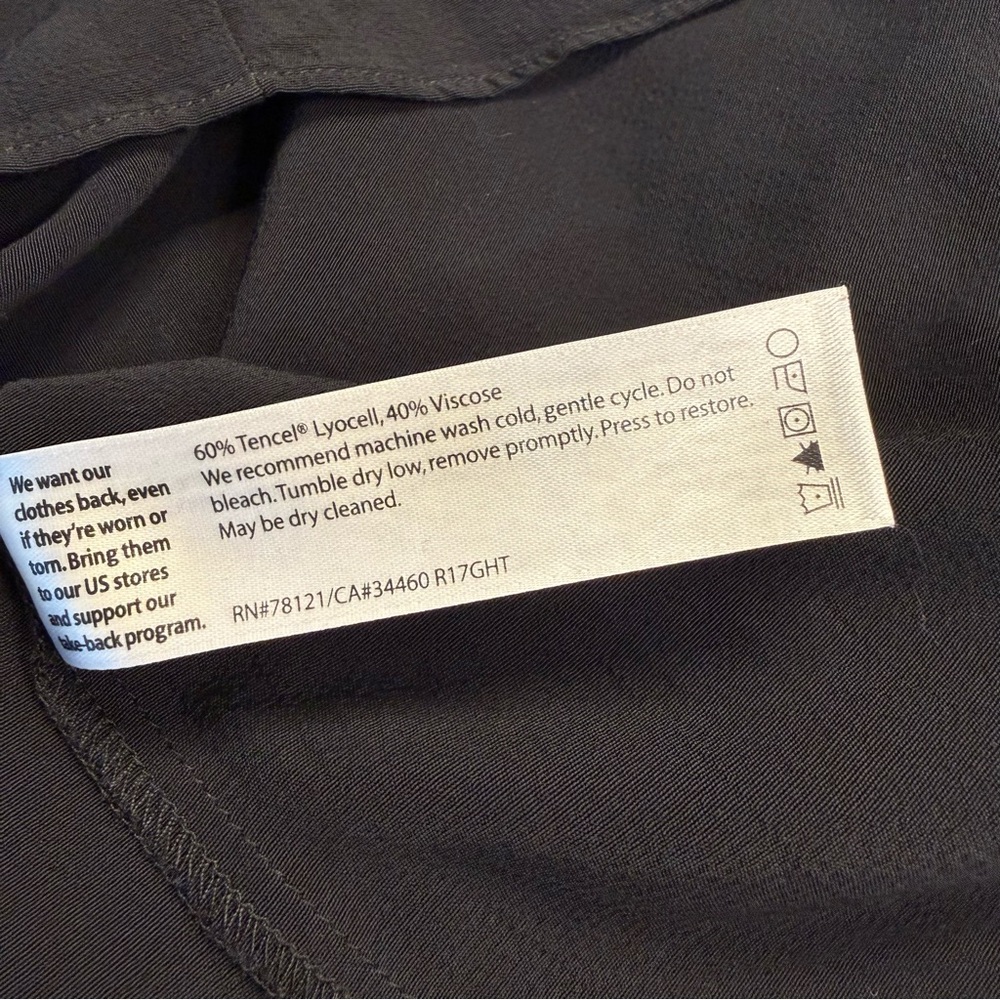 Eileen Fisher Black Tencel Relaxed Fit Midi Shift Dress Minimalist Womens XS - Picture 11 of 11